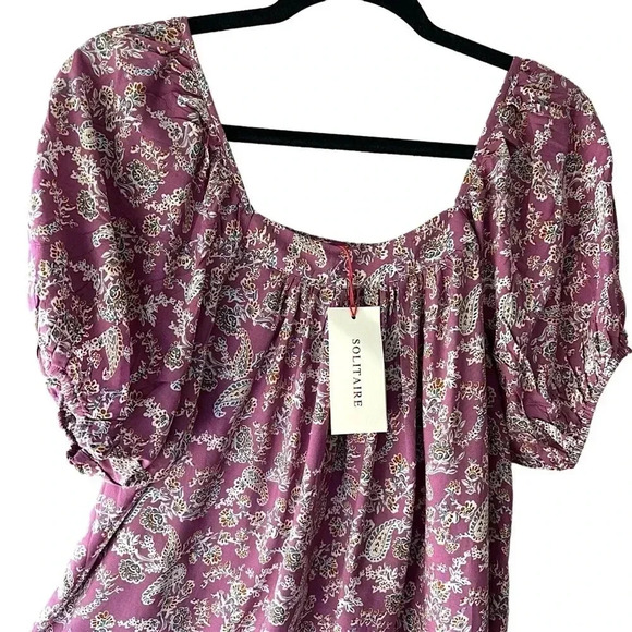 SOLITAIRE | BOHO PEASANT BLOUSE EMBROIDERED BALLOON SLEEVE TOP | SIZE: MEDIUM - Picture 2 of 11